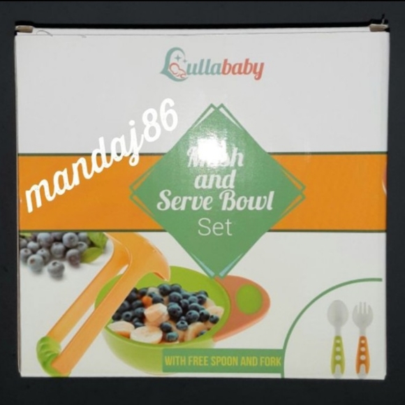 Baby Orange Green Mash & Serve Bowl Training Fork Spoon 5 Piece Feeding Set NEW - Picture 11 of 12